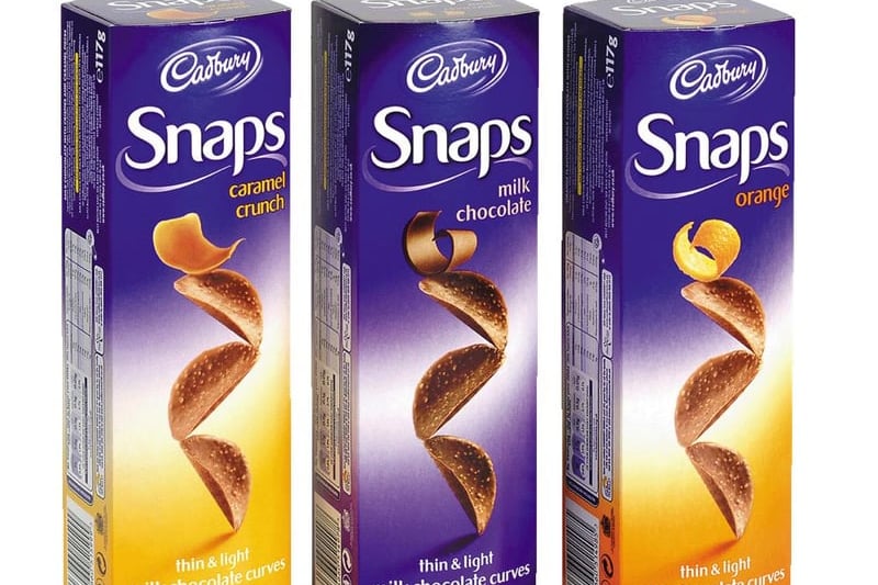 Think chocolate Pringles, and once you’re over the initial revulsion, you’ll be onto the right idea for Cadbury’s Snaps. The stackable form factor was where the similarities between the two ended though, and a range of varieties kept things interesting until their discontinuation in 2010.