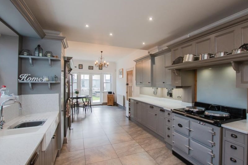 The property is a mix of contemporary and classic, and has a large open-plan kitchen/diner.