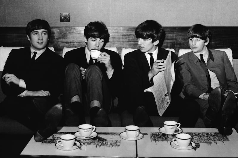 The Beatles take a break from their rehearsals for the Royal Variety Performance at the Prince of Wales Theatre, on November 4, 1963.