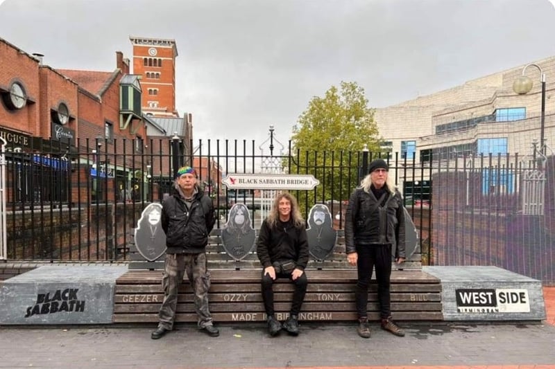 Steve is one of the latest rockers to be pictured at the Black Sabbath bench on Broad Street in Birmingham