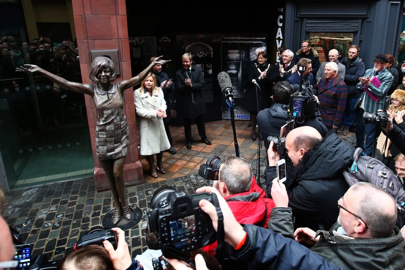 The unveiling of a statue in memory of Cilla Black at The Cavern Club on January 16, 2017