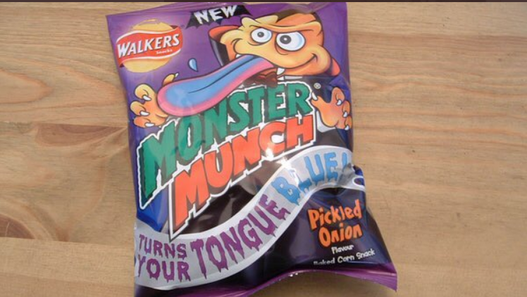 These Monster Munch were special. They had the classic pickled onion flavour we all love, but they turned your tongue blue.