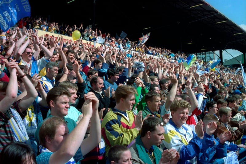 The Elland Road faithful give their team a champions’ welcome on the final day of the season.