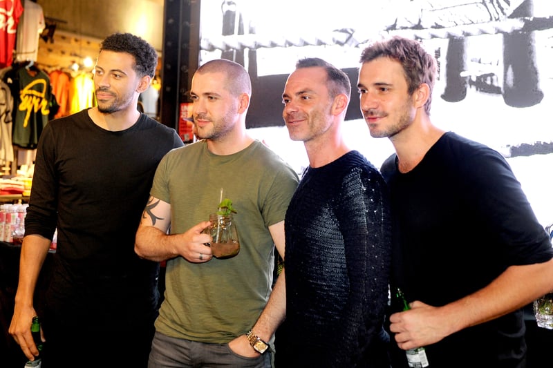 Coronation Street stars Dean Fagan, Shayne Ward, Daniel Brocklebank and Oliver Farnworth at the exclusive Superdry launch at the Arndale  in 2016. Photo: Getty Images