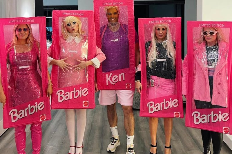 Rebel Wilson, her girlfriend Ramona Agruma and friends, dressed up as Barbie, complete with Ken (Pic: Instagram, @rebelwilson)