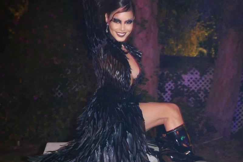 Vanessa Hudgens dressed up as Black Swan, complete with a costume made from black feathers (Pic: Instagram, @vanessahudgens)  