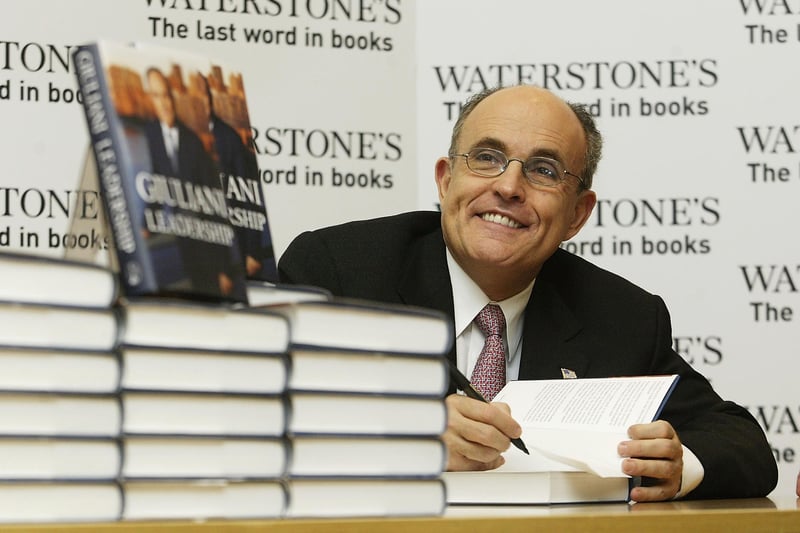Scandalous former New York mayor and advisor to Donald Trump Rudy Giuliani at a book signing at Waterstones on Deansgate in 2003.  (Photo by Gary M.Prior/Getty Images)