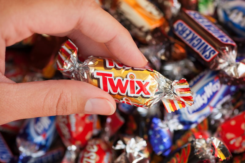 Close in popularity to the humble Mars bar was a mini version of a lunchbox favourite - the Twix. In total, over five years, 43,059 searches were made for the caramel shortbread chocolate bar.