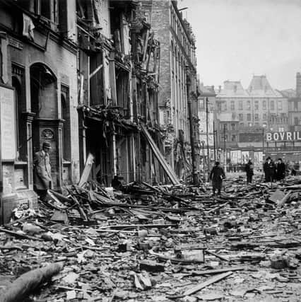  A bomb damaged street in Birmingham in 1940