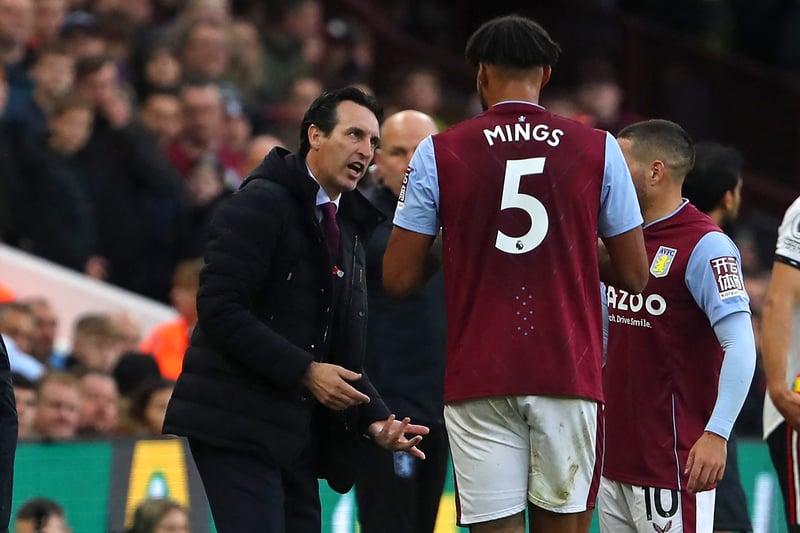 Mings and Buendia were handed instructions by Emery as Villa looked to hang on to their 3-1 lead.