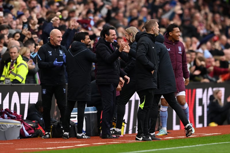 Emery couldn’t hold back the joy after Digne gave Villa a surprise two-goal advantage after just 11 minutes.