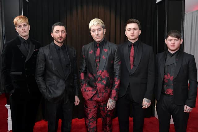 British Rock band Bring Me The Horizon were formed in Sheffield in 2004.  (L-R) Matt Kean, Jordan Fish, Oliver Sykes, Matt Nicholls, and Lee Malia. (Photo by Neilson Barnard/Getty Images for The Recording Academy)