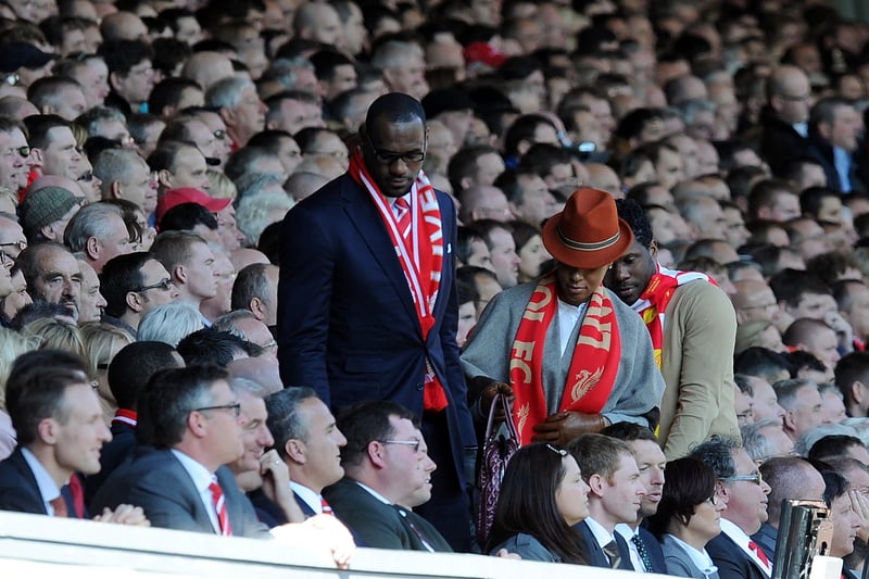 The basketball legend bought a 2% stake of Liverpool FC in 2011 with his business partner and has since gone on to become a minor partner in Fenway Sports Group - the owners of Liverpool. He is pictured here at Anfield during the  Premier League match between Liverpool and Manchester United, in October that year.