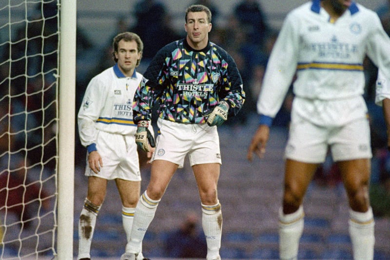 Mark Beeney in net for the Whites as Leeds beat Arsenal 2-1 at Elland Road in December 1993. After conceding eight goals in three consecutive defeats, Whites number 1 John Lukic lost the gloves to Beeney, who signed in April 1993, for an extended run mid-season.