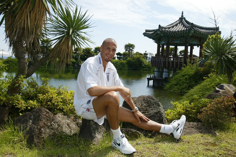 Rio Ferdinand relaxing after training on the island of Jeju in Korea ahead of their opening World Cup match against Sweden.
