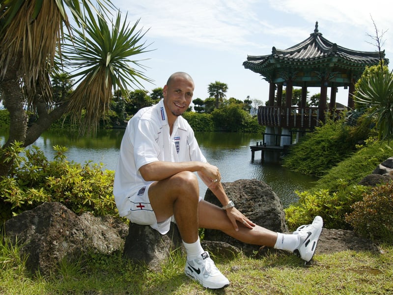 Rio Ferdinand relaxing after training on the island of Jeju in Korea ahead of their opening World Cup match against Sweden.