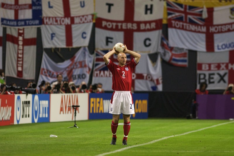 Danny Mills in action during England’s 1-0 Group F win over Argentina at the Sapporo Dome in Japan.