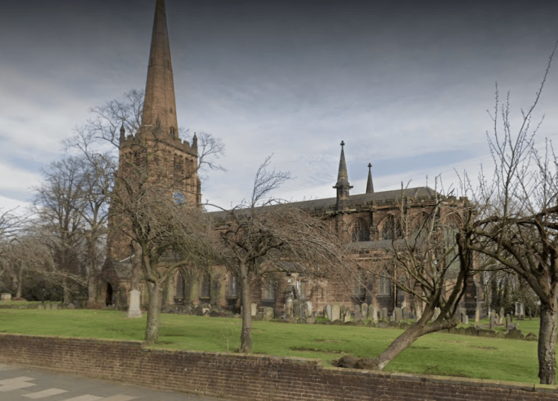 The original Anglican church dates from 1084, although nothing survives. The current large church dates from 1879-90, the west tower from cr. C15, repaired in 1776. The south porch by J. A. Chatwin was added in 1908. (Photo - Google Street View)