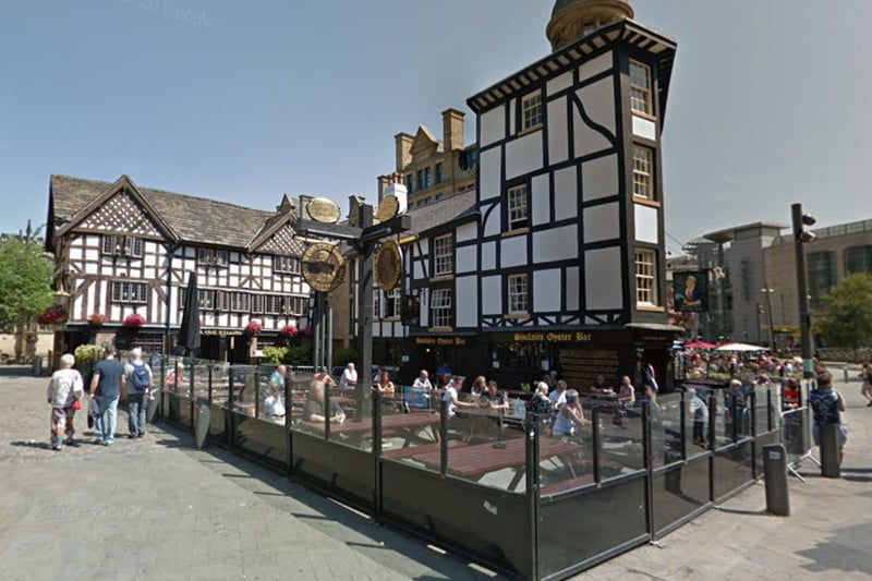 The Old Wellington Inn is ones of the oldest surviving building in Manchester, having been built in 1552. Much of Old Shambles has not survived and Shambles Square was only created in 1999, following the IRA bombing.  Credit: Google Street View