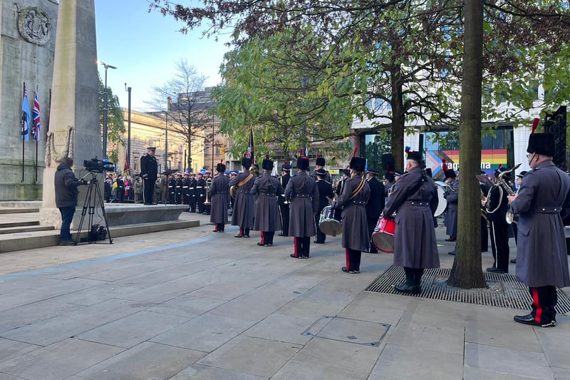 The combined Lancashire Artillery Volunteers and Greater Manchester Police Band and Manchester’s Remembrance Sunday service. Credit: Manchester World