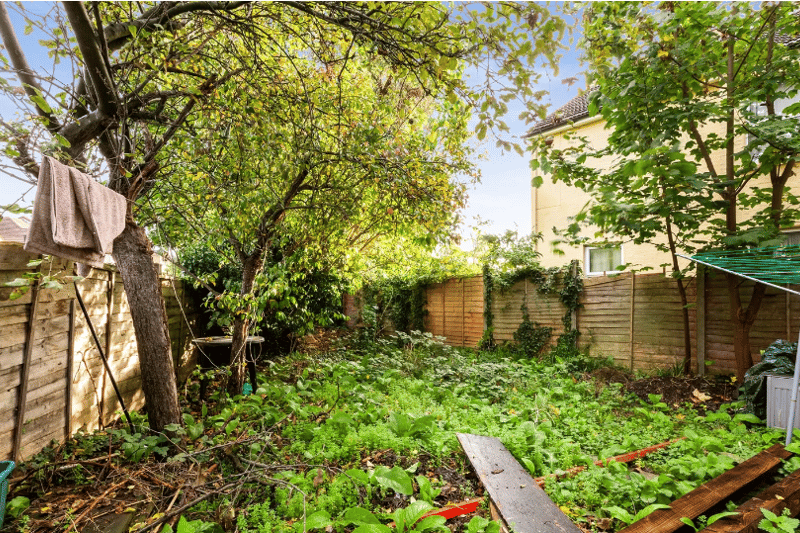 The rear garden area of the Courtney Road, Croydon property currently on the market (as of November 14 2022)