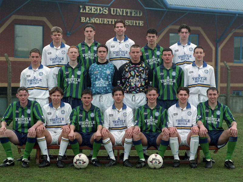 The Whites’ junior squad pose for a team photo outside the West Stand ahead of the 1994/1995 season.