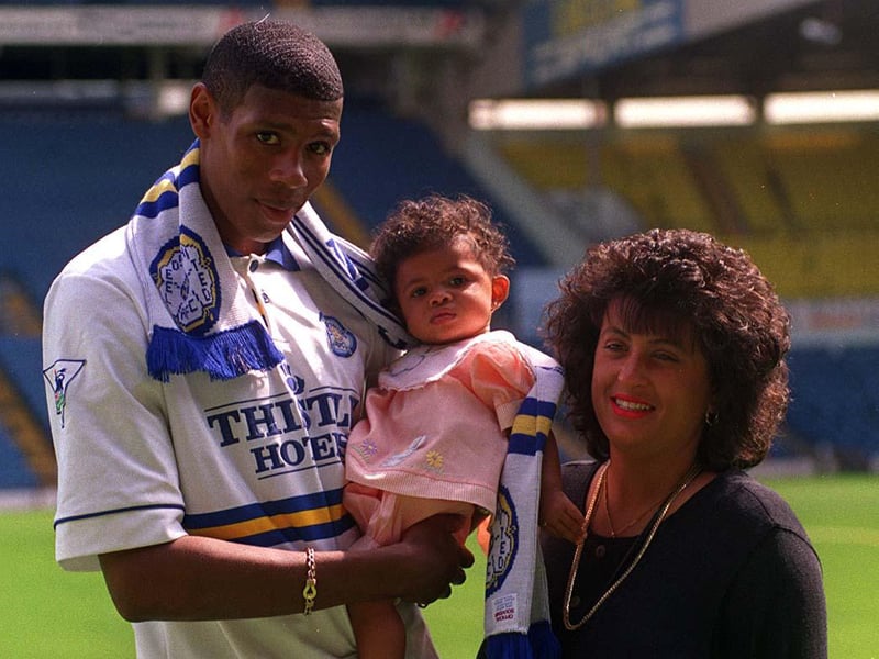 New Leeds United signing Carlton Palmer with wife Jenny and daughter Kelly. The lanky midfielder became United’s first purchase of the summer, arriving at Elland Road for £2.6m.