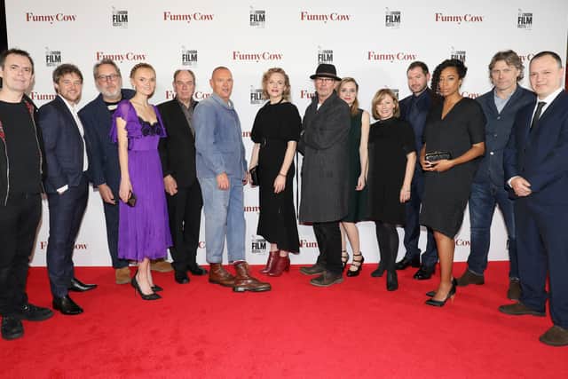 (L-R) Kevin Eldon, Tom Gibbons, Jim Moir, Hebe Beardsall, Alun Armstrong, Tony Pitts, Maxine Peake, director Adrian Shergold, Christine Bottomley, Lindsey Coulson, guest, Corinne Bailey Rae and John Bishop attend the World Premiere of "Funny Cow" during the 61st BFI London Film Festival on October 9, 2017 in London, England.  (Photo by Tim P. Whitby/Getty Images for BFI)