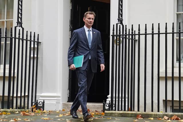 Chancellor of the Exchequer Jeremy Hunt leaves 11 Downing Street, London, for the House of Commons to deliver his autumn statement. Credit: PA