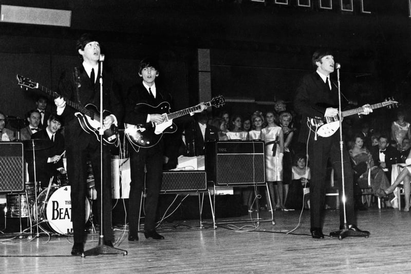 The Beatles performing in a large dance hall during a Royal Variety performance in London. Image: Daily Express/Archive Photos/Getty Images