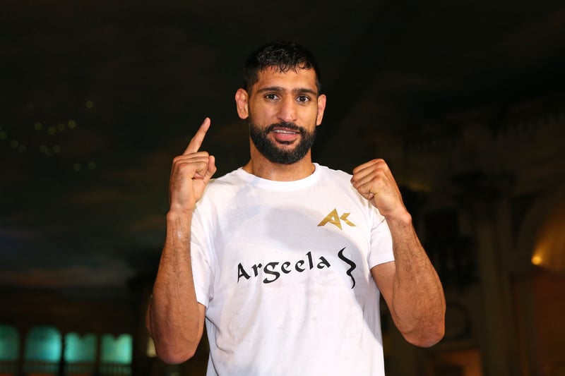 Amir Khan poses for photographs after a BOXXER Media work out ahead of his fight against Kell Brook ,at The Trafford Centre in February 2022 
Credit: Getty