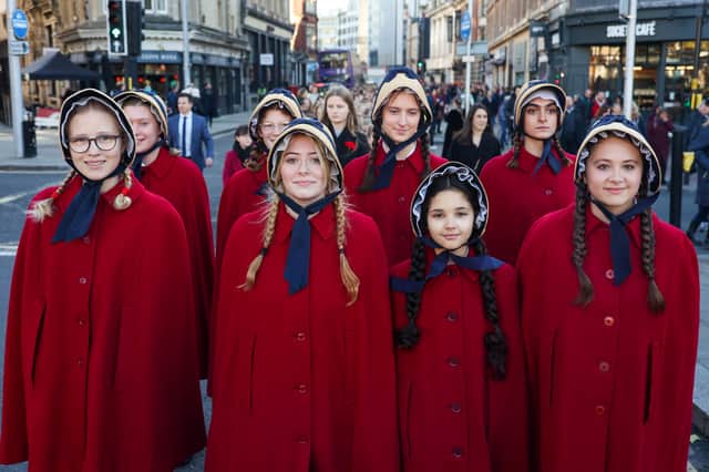 The walk, which is part of the annual Founders' Commemoration Day, is a grand tradition dating back to the 1790s and sees alumnae, parents and members of the public line the route to watch.