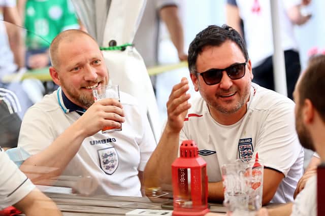 England fans reacting during the UEFA EURO 2020 match between Germany and England at The New Crown British Pub.