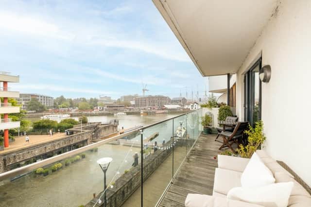 Two-bed apartment provides view of the harbour inlet from its balcony