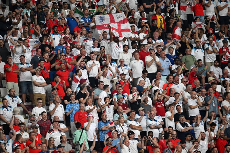 The England contingent inside the Khalifa International Stadium.