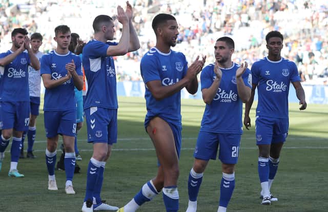  Everton gestures to the fans during the Sydney Super Cup match between Celtic and Everton at Accor Stadium on November 20, 2022 in Sydney, Australia. (Photo by Jeremy Ng/Getty Images)