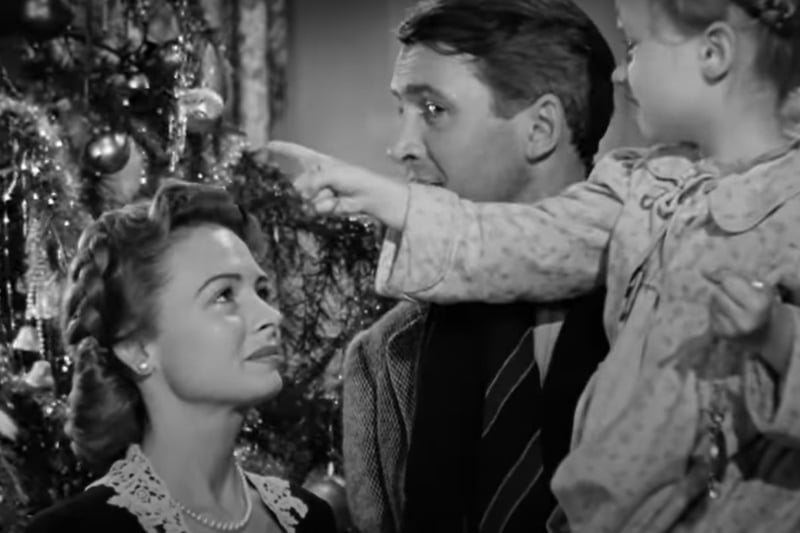 One of the most iconic Christmas movies of all time, It’s a Wonderful Life follows the story of George Bailey played by James Stewart and how an unlikely meeting with an angel named Clarence helps him to realise how very wonderful his life really is (Pic: Amazon Prime Video) 