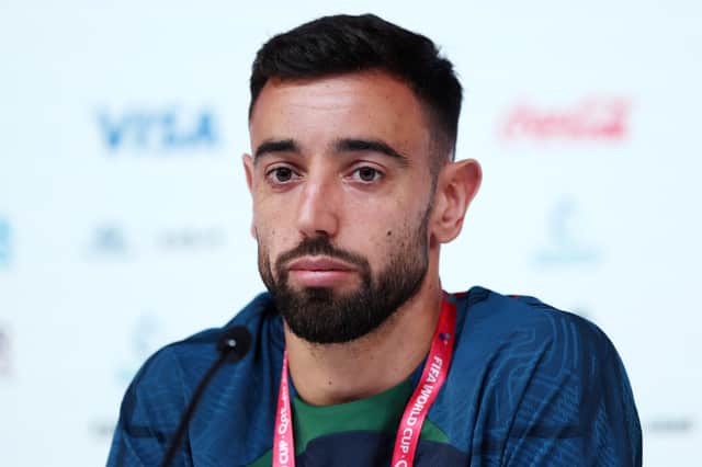 Bruno Fernandes during a World Cup press conference (Getty Images)