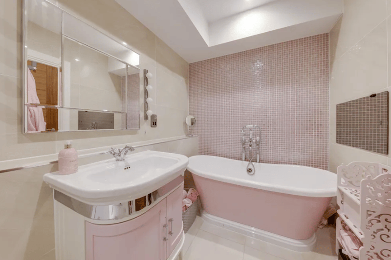 A light and airy bathroom inside the mansion in Woodhouses.