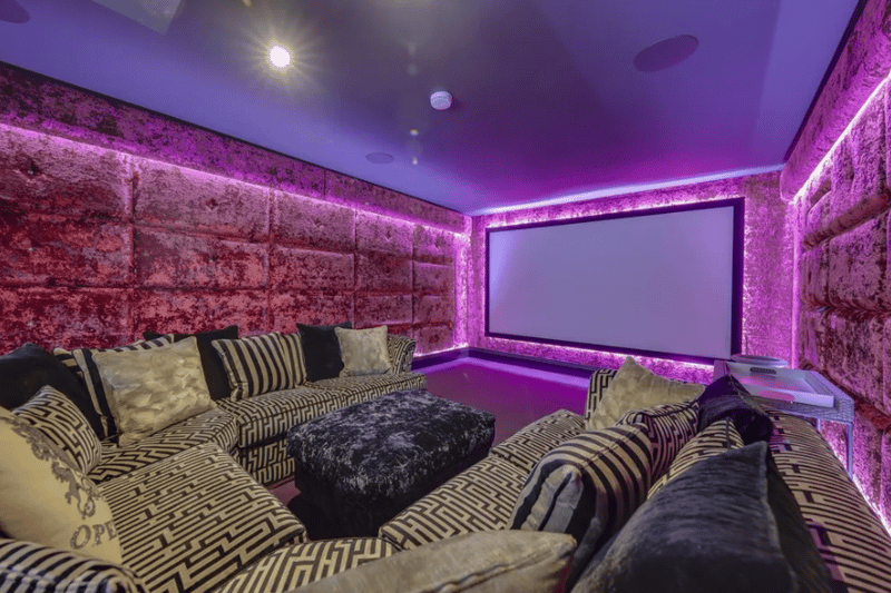 The plush cinema room inside the property in Manchester.