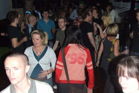 Some very wide eyes and tense faces in this pic from Pin Up Nights at The Beat Club