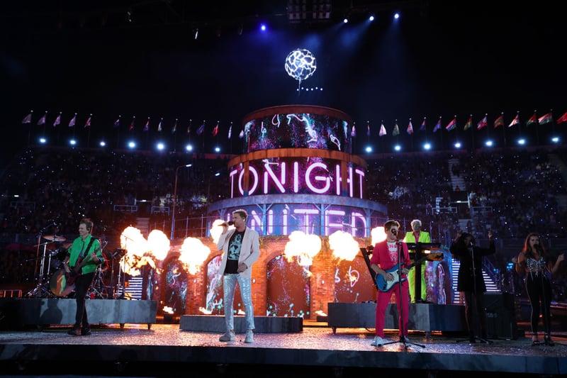 Duran Duran perform during the Opening Ceremony of the Birmingham 2022 Commonwealth Games at Alexander Stadium on July 28, 2022 on the Birmingham, England. (Photo by Elsa/Getty Images)