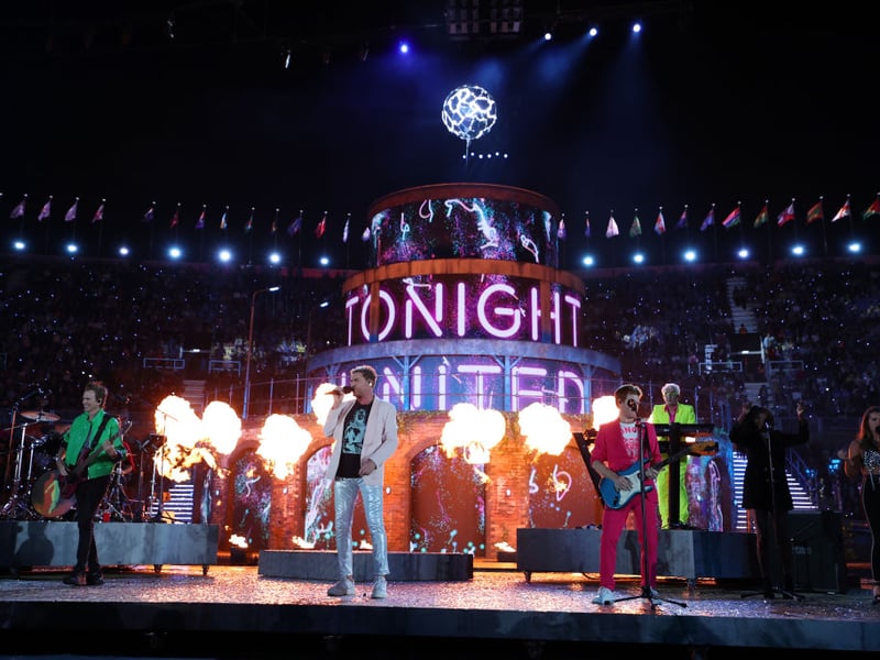 Duran Duran perform during the Opening Ceremony of the Birmingham 2022 Commonwealth Games at Alexander Stadium on July 28, 2022 on the Birmingham, England. (Photo by Elsa/Getty Images)