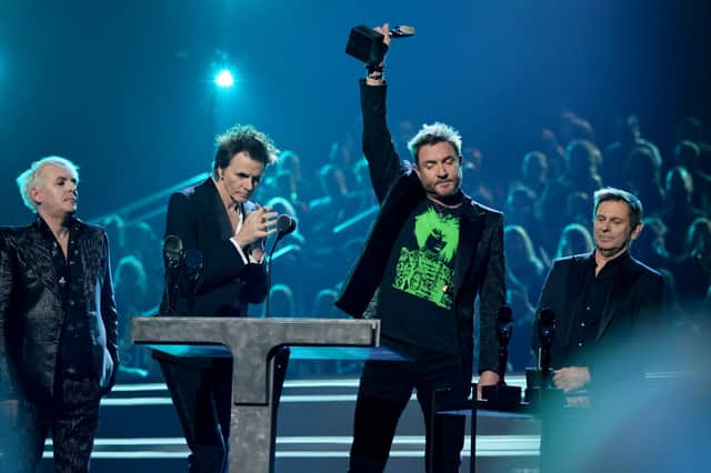 Duran Duran speak onstage during the 37th Annual Rock & Roll Hall of Fame Induction Ceremony at Microsoft Theater on November 05, 2022 in Los Angeles, California. (Photo by Theo Wargo/Getty Images for The Rock and Roll Hall of Fame)