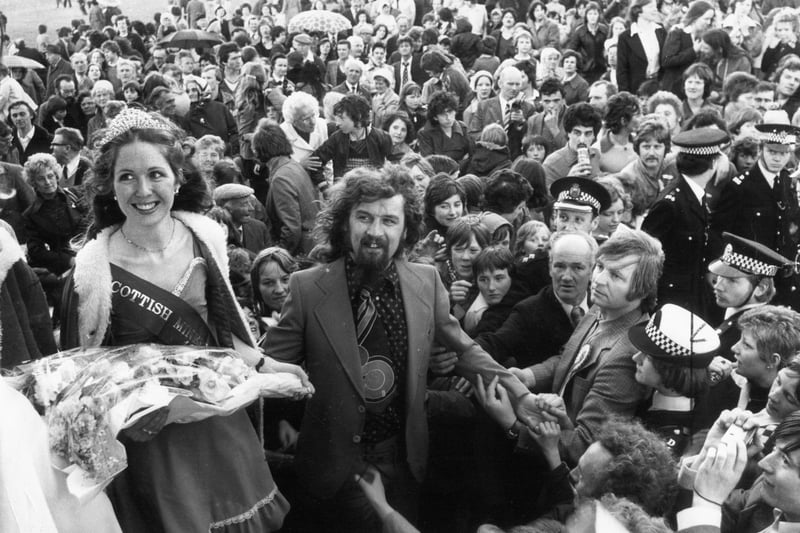 Billy Connolly pictured with the Scottish Coal Queen Miss Sandra Carruthers of Cumnock during the heyday of the Scottish Miners’ Gala in Edinburgh, on June 12 1976.