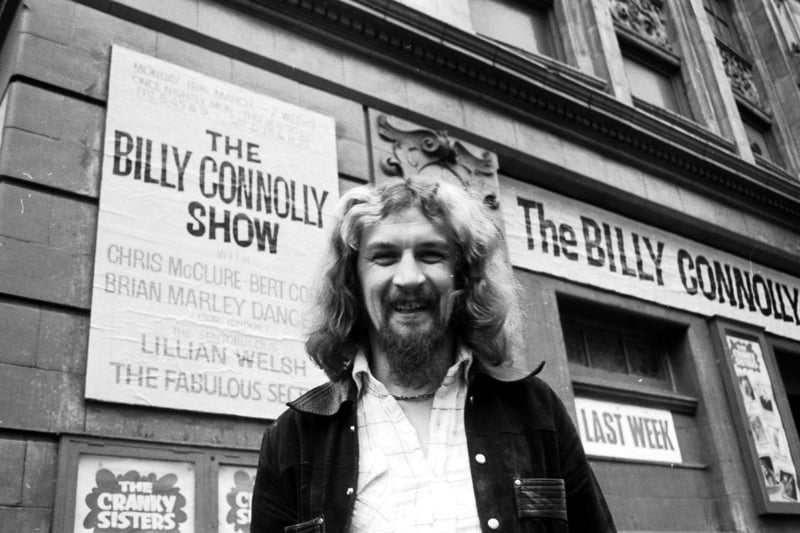 Billy Connolly has provided many laughs for Glasgow audiences over the years with the Big Yin pictured here standing outside the Pavilion Theatre where his show ‘The Billy Connolly Show’ was playing. He sold out the venue in 1974 with him appearing on the Parkinson the following year. 