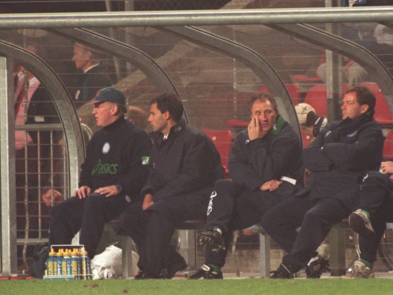 Howard Wilkinson looks dejected as Leeds suffer a second round UEFA Cup exit to PSV Eindhoven, who win the tie 8-4 on aggregate.