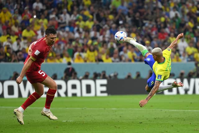 Richarlison scored the perfect bicycle kick during Brazil’s opening match of the World Cup. (Credit: Getty Images)