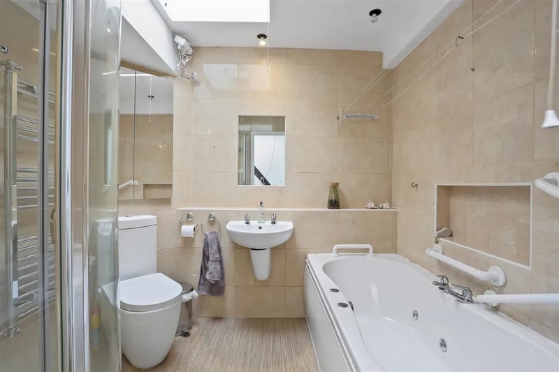 Though don’t worry about modern plumbing; the bathroom is fully furnished for the 21st century