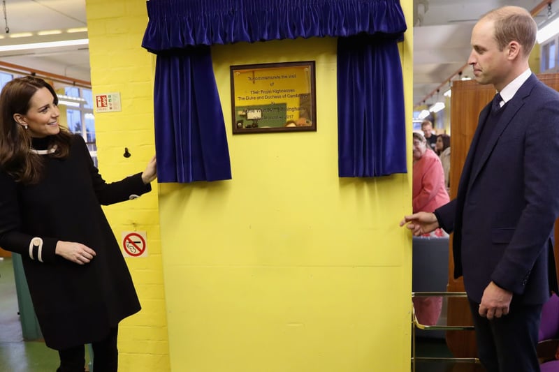 Prince William and Catherine, Prince William and Catherine, Prince and Princess of Wales, unveil a commemorative plaque of their visit to Acme Whistles, the creator of the first police whistleand the original Acme Thunderer, in Birmingham on November 22, 2017.   (Photo credit - CHRIS JACKSON/AFP via Getty Images)